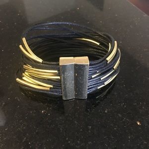 Black Statement Bracelet with Gold Detail